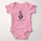 Nautic Anchor Pink Personalisiert Baby Strampler (Vorderseite)