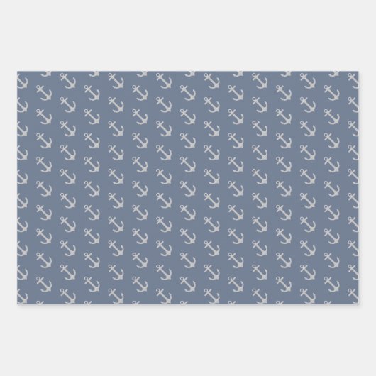 Nautic Anchor Polka Dot Stripe Geschenkpapier Set (Vorderseite)