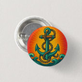 Nautic Anchor Pop Art Button (Vorne & Hinten)