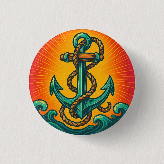 Nautic Anchor Pop Art Button (Vorderseite)