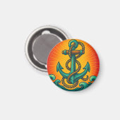 Nautic Anchor Pop Art Magnet (Vorderseite/Rückseite)