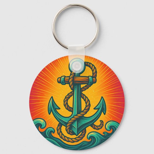 Nautic Anchor Pop Art Schlüsselanhänger (Vorderseite)