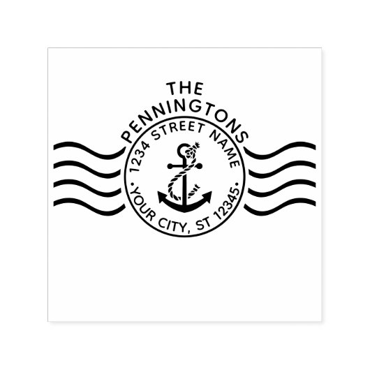 Nautic Anchor Postmark #2 Name Rücksendeadresse Permastempel (Design)