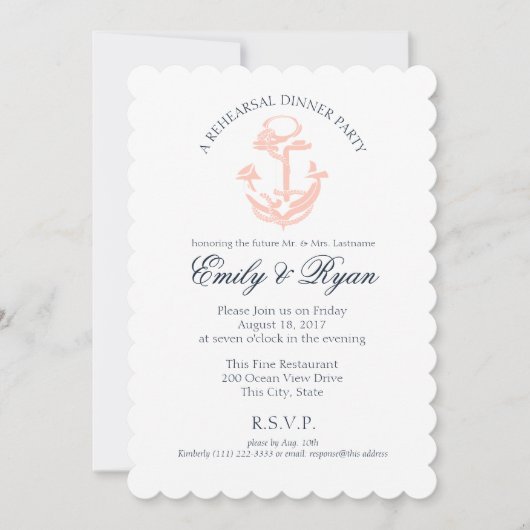 Nautic Anchor Probe Dinner Einladung (Vorderseite)