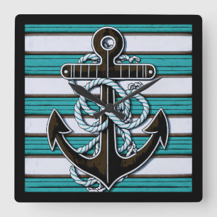 Nautic Anchor Quadratische Wanduhr