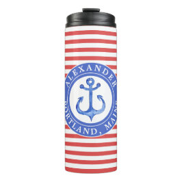 Nautic Anchor Red Personalisiert Thermal Tumbler Thermosbecher