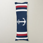 Nautic Anchor Red, White and Blue Body Pillow Seitenschläferkissen (Vorderseite Vertikal)