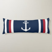 Nautic Anchor Red, White and Blue Body Pillow Seitenschläferkissen (Vorderseite)