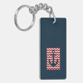 Nautic Anchor Red White Blue BOAT NAME Captain Schlüsselanhänger (Vorderseite links)