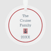 Nautic Anchor Red White Blue Personalisiert Name Ornament (Rückseite)