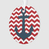 Nautic Anchor Red White Blue Personalisiert Name Ornament (Vorderseite)
