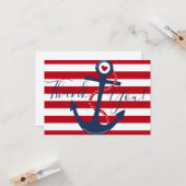 Nautic Anchor Red White Ocean Boot Vielen Dank Karte (Vorderseite/Rückseite Beispiel)