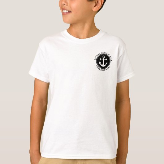 Nautic Anchor Rope Black Custom Bootname T-Shirt (Vorderseite)