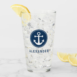 Nautic Anchor Rope Navy Blue Custom Glas
