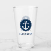 Nautic Anchor Rope Navy Blue Custom Glas (Vorderseite)