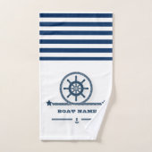 Nautic, Anchor, Rope Navy Blue Stripes Badhandtuch Set (Handtuch)