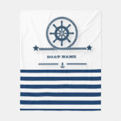 Nautic, Anchor, Rope Navy Blue Stripes Fleecedecke (Vorderseite)