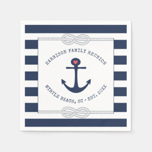 Nautic Anchor Rope Navy Blue Striping Wiedersehen Serviette