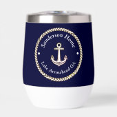 Nautic Anchor Rope Navy Blue White Monogram Name (Vorderseite)