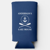 Nautic Anchor Rope Oars Navy Blue Lake House Selters Dosenkühler (Vorderseite)