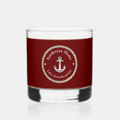 Nautic Anchor Rope Red White Blue Monogram Name Whiskyglas (Vorderseite)