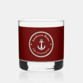 Nautic Anchor Rope Red White Blue Monogram Name Whiskyglas (Rückseite)