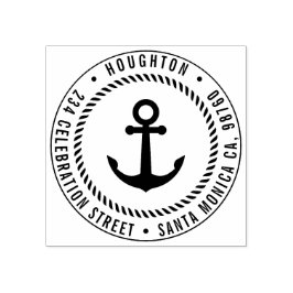 Nautic Anchor & Rope | Runde Rücksendeadresse Gummistempel