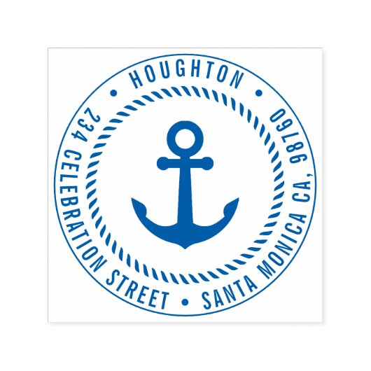 Nautic Anchor & Rope | Runde Rücksendeadresse Permastempel (Design)