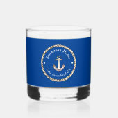 Nautic Anchor Rope Sea Blue White Monogram Name Whiskyglas (Vorderseite)
