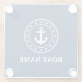 Nautic Anchor Rope Stars Boot Name Navy Blue Glasuntersetzer (Rückseite)