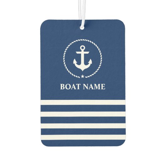 Nautic Anchor Rope Striping Boat Name Blue Autolufterfrischer (Rückseite)