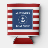 Nautic Anchor Rope Striping Boot RWB Ihr Name Dosenkühler (Vorderseite)