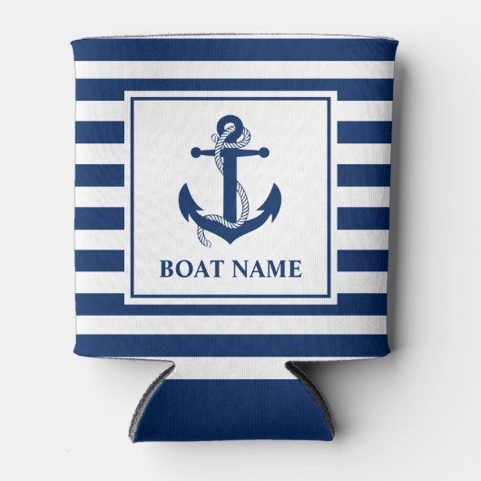 Nautic Anchor Rope Stripter Bootname Dosenkühler (Vorderseite)