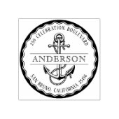 Nautic Anchor Round Family Name & Rücksendeadresse Gummistempel (Prägung)