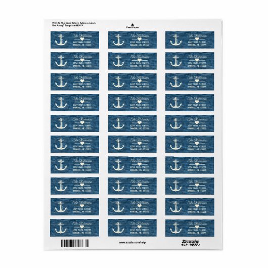 Nautic Anchor Rustic Blue Holiday Rücksendeadresse (Vorne)