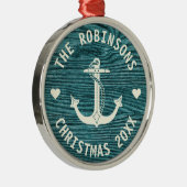 Nautic Anchor Rustic Familienname Weihnachten Ornament Aus Metall (Rechts)