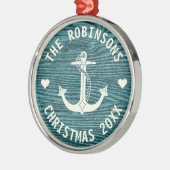 Nautic Anchor Rustic Familienname Weihnachten Ornament Aus Metall (Links)
