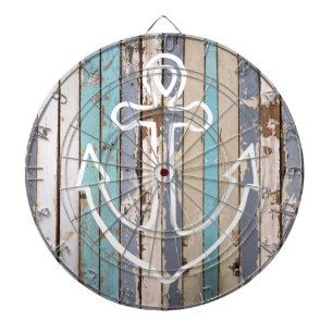 Nautic Anchor Rustic Wood Beach  Dartscheibe