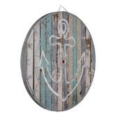 Nautic Anchor Rustic Wood Beach Dartscheibe (Vorderseite Links)