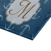 Nautic Anchor Sail Monogram Glas Cutting Board Schneidebrett (Ecke)