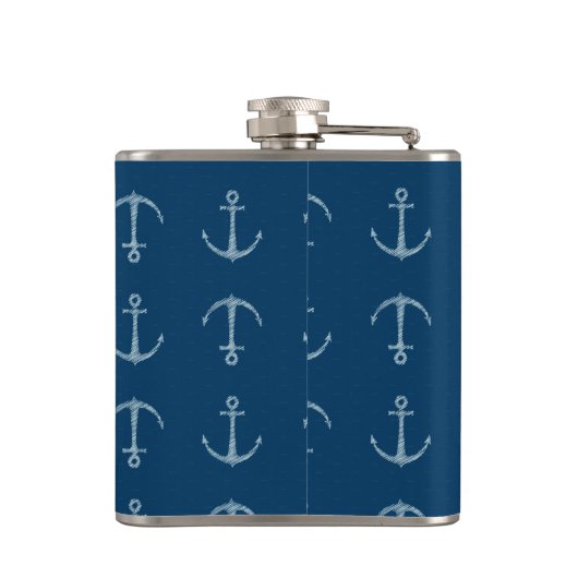 Nautic Anchor Sail Sailin Monogram Whiskey Flask Flachmann (Rückseite)