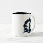 Nautic Anchor Sailor Sailing Personalisiert Zweifarbige Tasse (VorderseiteRechts)