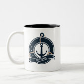 Nautic Anchor Sailor Sailing Personalisiert Zweifarbige Tasse (Links)