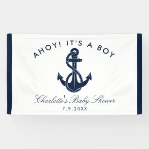 Nautic Anchor Script Baby Shooting Paper Banner