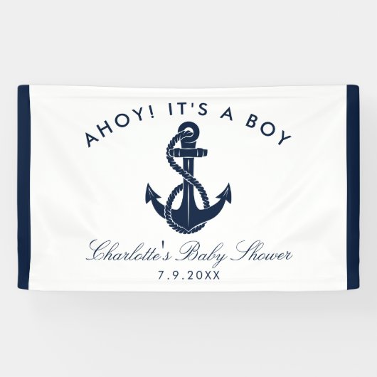 Nautic Anchor Script Baby Shooting Paper Banner (Horizontal)