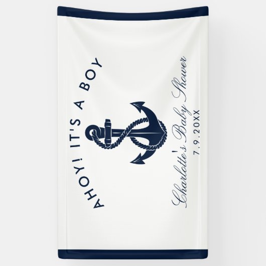 Nautic Anchor Script Baby Shooting Paper Banner (Vertikal)