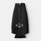 Nautic Anchor Seepferd Ihr Name oder Boot Black Flaschenkühler (Rückseite)