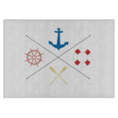 Nautic Anchor Segelschiff Glass Cutting Board Schneidebrett (Vorderseite)