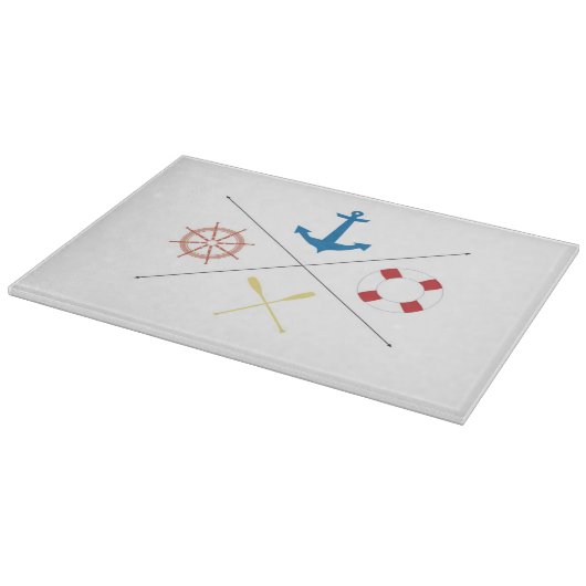Nautic Anchor Segelschiff Glass Cutting Board Schneidebrett (Ecke)