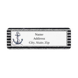 Nautic Anchor Silver Black Stripes-Adresse